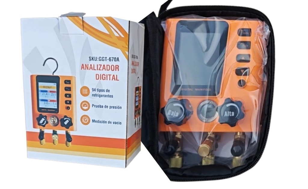 MANIFOLD DIGITAL GGT-670A - 94 TIPOS DE REFRIGERANTES
